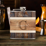 Rustikales Holz-Tone-Hochzeitsgarten Flachmann<br><div class="desc">Die rustikale Holzkachelflasche ist ein ausgezeichnetes Geschenk für Ihre Hochzeitsfeier oder Junggesellenfeier.</div>