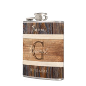 Rustikales Holz-Tone-Hochzeitsgarten Flachmann (Links)