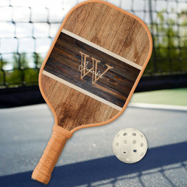 Rustikales Holz Tone Horizontal Streifen Pickleball Schläger
