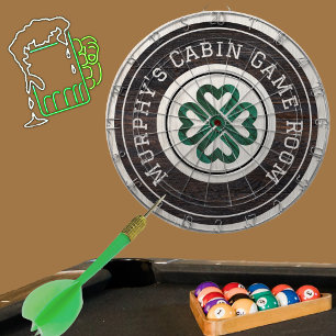 Rustikales Holz Tone Irish Celtic 4 Leaf Klee Dartscheibe