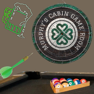 Rustikales Holz Tone Irish Celtic 4 Leaf Klee Dartscheibe