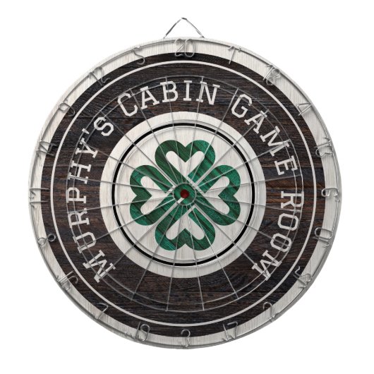 Rustikales Holz Tone Irish Celtic 4 Leaf Klee Dartscheibe (vorne)