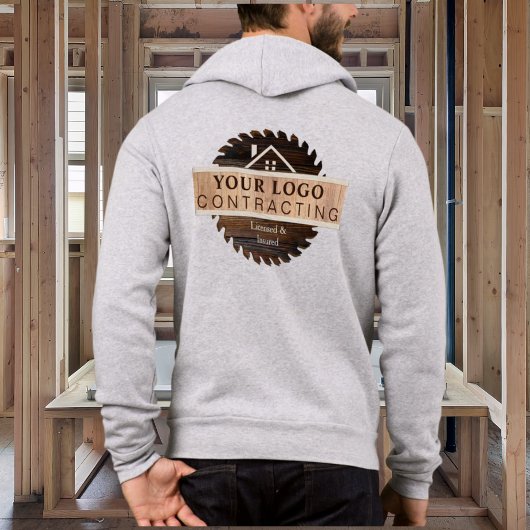 Rustikales Holz-Tone-Logo des Auftragnehmers Hoodie