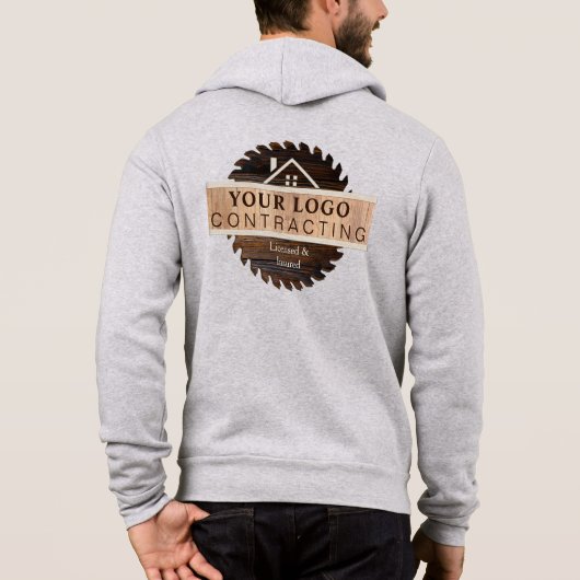 Rustikales Holz-Tone-Logo des Auftragnehmers Hoodie (Rückseite)