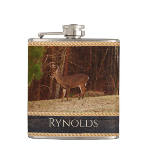 Rustikales Holz Tone Stag / Buck Deer Camouflage Flachmann