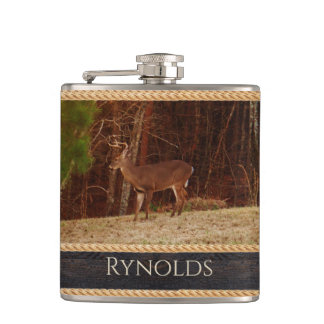 Rustikales Holz Tone Stag / Buck Deer Camouflage Flachmann