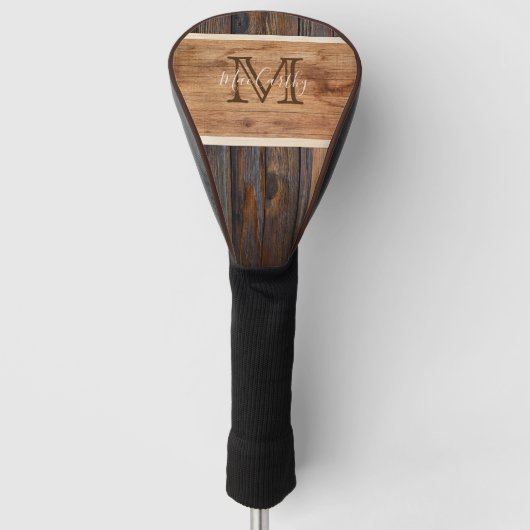 Rustikales Holz Tone Streifen braune Golf Kopfabde Golf Headcover (Vorderseite)