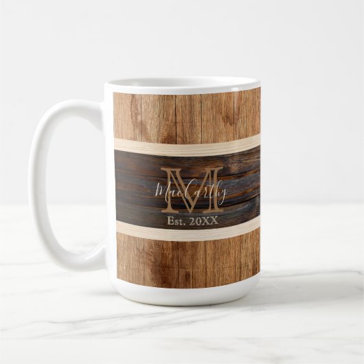 Rustikales Holz Tone Stripe Tan Tasse (Links)