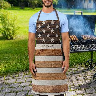 Rustikales Holz Tone Tan US Flagge Schürze