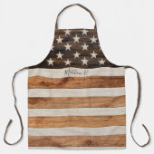 Rustikales Holz Tone Tan US Flagge Schürze (Vorderseite)