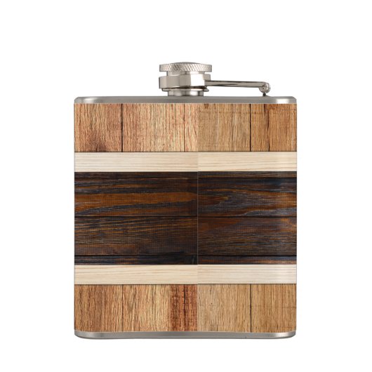 Rustikales Holz Tone Wedding Bride Flachmann (Rückseite)