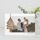 Rustikales Holz Tree Ornament Foto Weihnachten (Stehend Vorderseite)