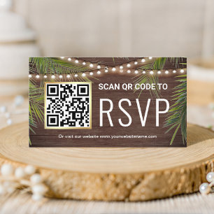 Rustikales Holz Tropenpalme QR Code UAWG Wedding Begleitkarte