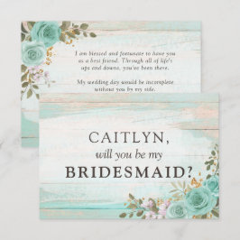 Rustikales Holz Türkis Brautparty Vorschlag Einladung