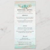 Rustikales Holz Türkis Floral Country Chic Hochzei Programm (Vorderseite)