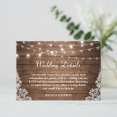 Rustikales Holz Twinkle Lichter Spitzen Details Ho Begleitkarte (Stehend Vorderseite)