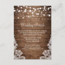 Rustikales Holz Twinkle Lichter Spitzen Details Ho Begleitkarte