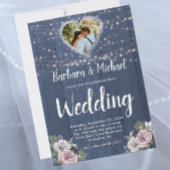 Rustikales Holz Twinkle Lights Foto Blumenzehen Einladung