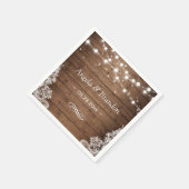 Rustikales Holz Twinkle Lights Hochzeit Serviette (Ecke)