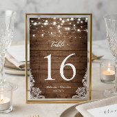 Rustikales Holz Twinkle Lights Hochzeit Tischnumme RSVP Karte