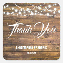 Rustikales Holz Twinkle Lights Quadratischer Aufkleber