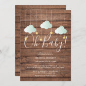 Rustikales Holz Twinkle Twinkle Oh Baby Dusche Einladung (Vorne/Hinten)