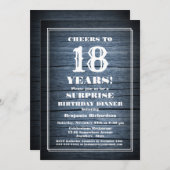Rustikales Holz Überraschung 18. Geburtstag Abende Einladung (Vorne/Hinten)