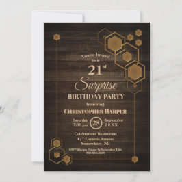 Rustikales Holz Überraschung 21. Geburtstag Party Einladung