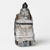 Rustikales Holz und antike Spitze Crossbody Bag (Vorderseite)