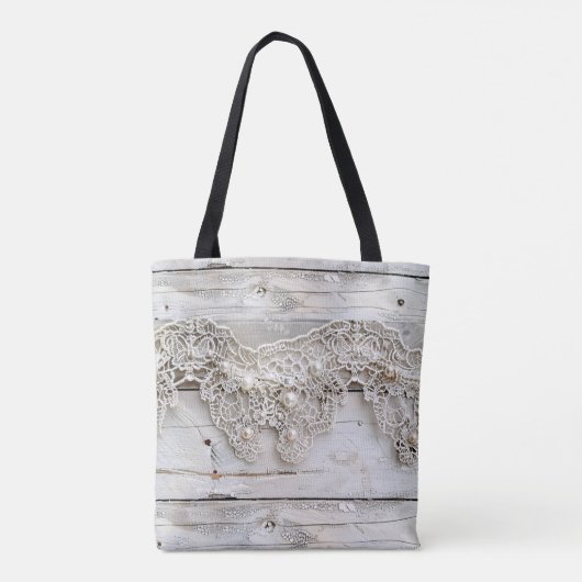 Rustikales Holz und antike Spitze Tasche (Rückseite)