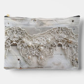 Rustikales Holz und antike Spitze Zubehörtasche (Vorderseite)