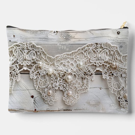 Rustikales Holz und antike Spitze Zubehörtasche (Rückseite)