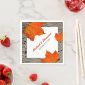 Rustikales Holz und Blätter Hochzeit im Herbst Pap Serviette (Beispiel)