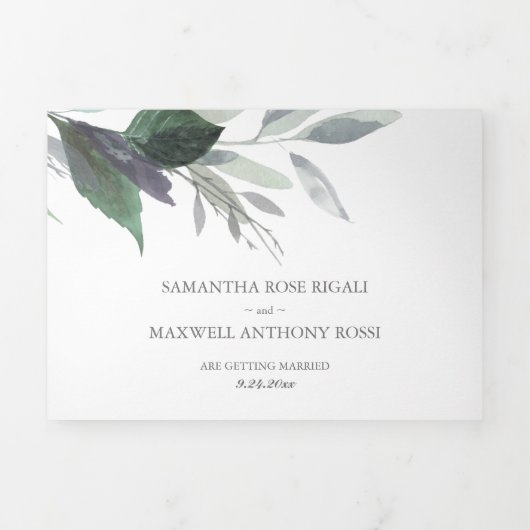 Rustikales Holz und Blätter in einer Hochzeit lade Dreifach Gefaltete Einladung (Cover)