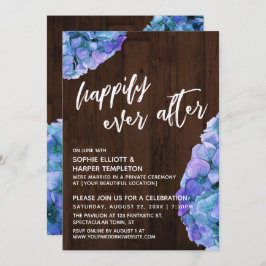 Rustikales Holz und blaues Hydrangea glücklich je Einladung