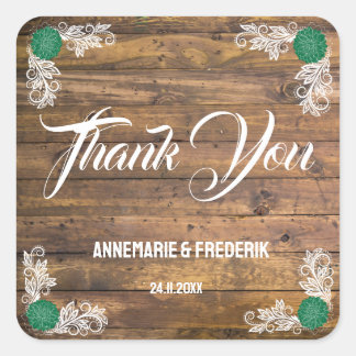 Rustikales Holz und Blume Quadratischer Aufkleber