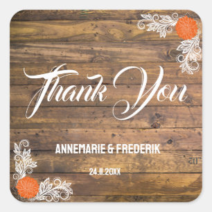 Rustikales Holz und Blume Quadratischer Aufkleber