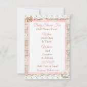 Rustikales Holz und Blume Rosa und Tan Babydusche Einladung (Rückseite)