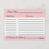 Rustikales Holz und Blume Rosa und Tan Rezept Kart Postkarte (Rückseite)
