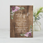 Rustikales Holz und Blume Wir haben nur Empfang ge Einladung (Stehend Vorderseite)