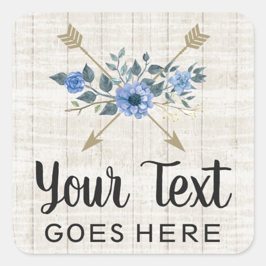 Rustikales Holz und Bohemische Aquarellpfeifen Quadratischer Aufkleber (Vorderseite)