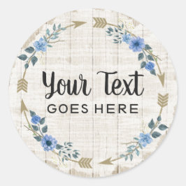 Rustikales Holz und Bohemische Aquarellpfeifen Runder Aufkleber