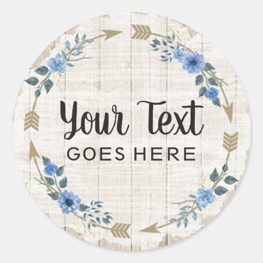 Rustikales Holz und Bohemische Aquarellpfeifen Runder Aufkleber (Vorderseite)