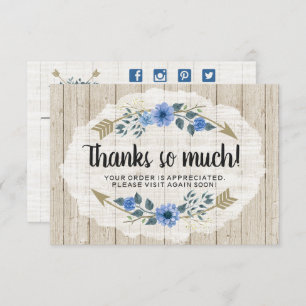 Rustikales Holz und Bohemische Wasserfarbe Dankesc Einladung