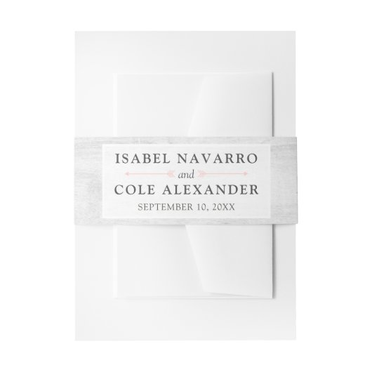 Rustikales Holz und Boho Pfeile Ehepaare Hochzeit Einladungsbanderole (Vorderseite Beispiel)