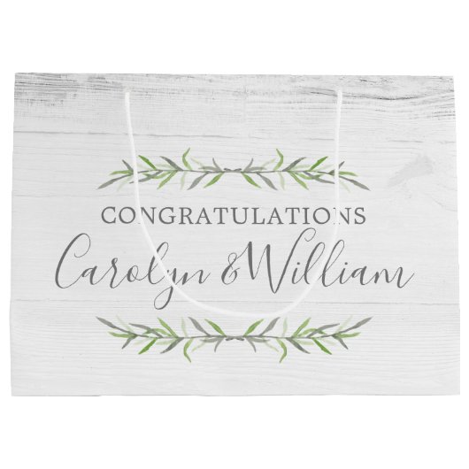 Rustikales Holz und Botanische Hochzeiten Herzlich Große Geschenktüte (Rückseite)