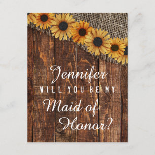 Rustikales Holz und Burlap werden meine Trauzeugin Einladung