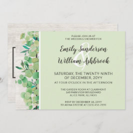 Rustikales Holz und Eukalyptus Botanischer Poltera Einladung