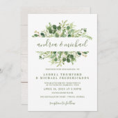 Rustikales Holz und Eukalyptus-Grüne Hochzeit Einladung (Vorne/Hinten)