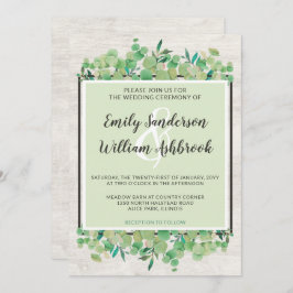 Rustikales Holz und Eukalyptus Leaf Botanische Hoc Einladung